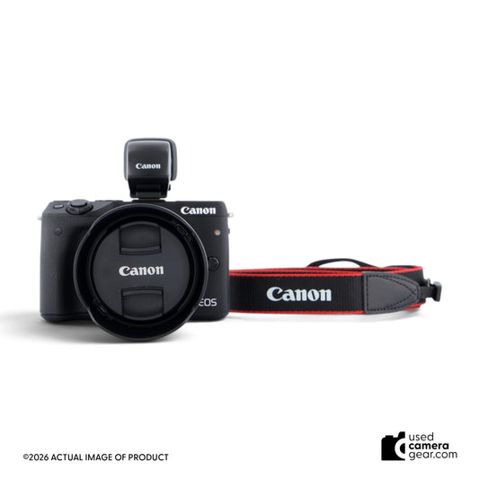 Canon EOS M3 Mirrorless Camera with EF-M 18-55mm f/3.5-5.6 IS STM Lens & EVF-DC1 (#604) (#095) *USED*