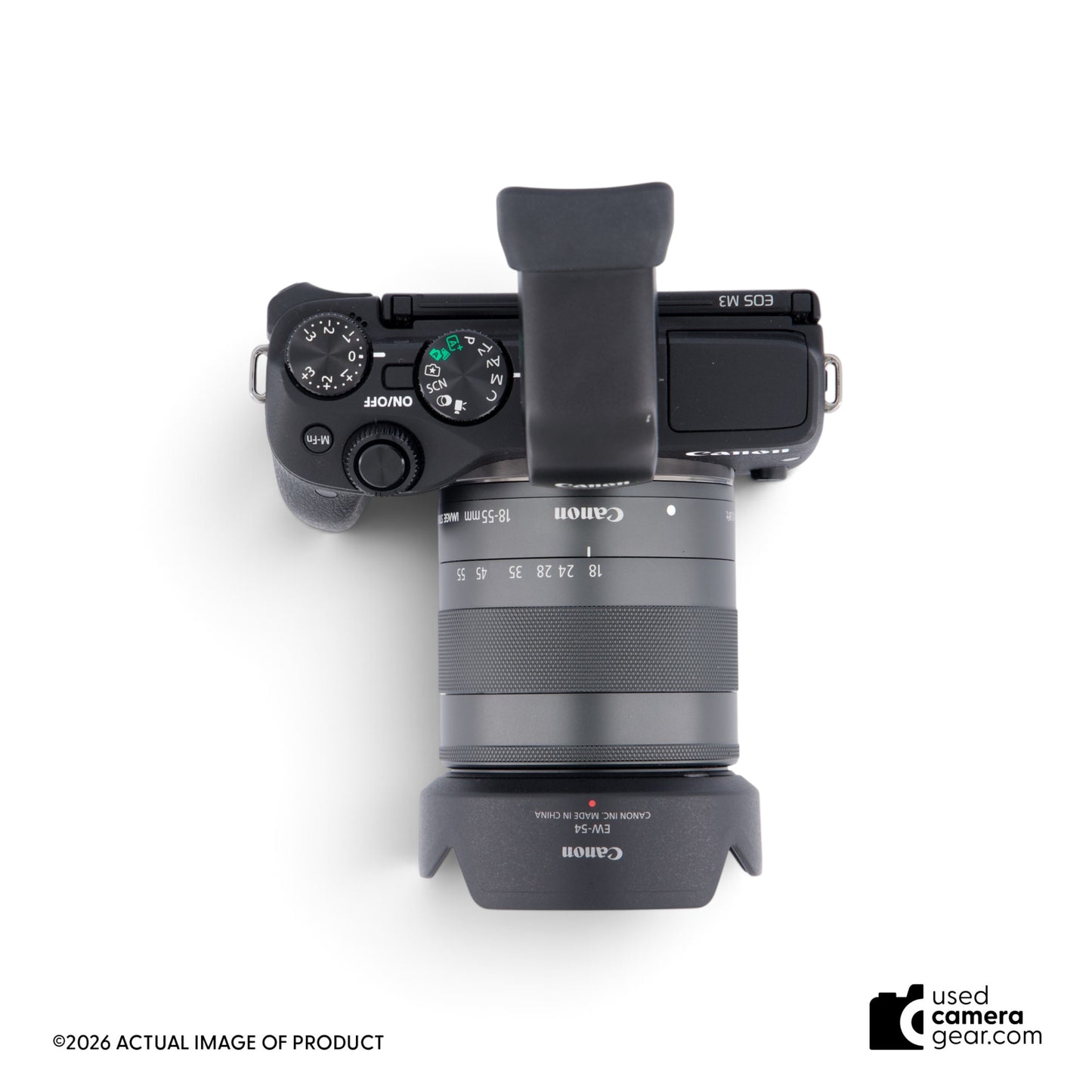 Canon EOS M3 Mirrorless Camera with EF-M 18-55mm f/3.5-5.6 IS STM Lens & EVF-DC1 (#604) (#095) *USED*