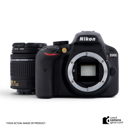 Nikon D3400 DX-format Digital SLR Camera w/ 18-55mm DX G VR Lens Black (#400) *USED*