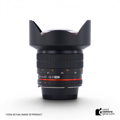 Rokinon 14mm Ultra Wide Angle f2.8 IF ED UMC Lens w/AE Chip for Nikon (#633) *USED*