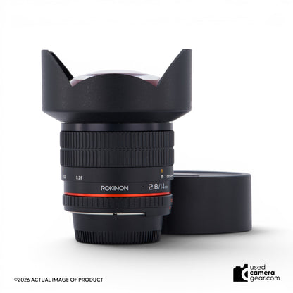 Rokinon 14mm Ultra Wide Angle f2.8 IF ED UMC Lens w/AE Chip for Nikon (#633) *USED*
