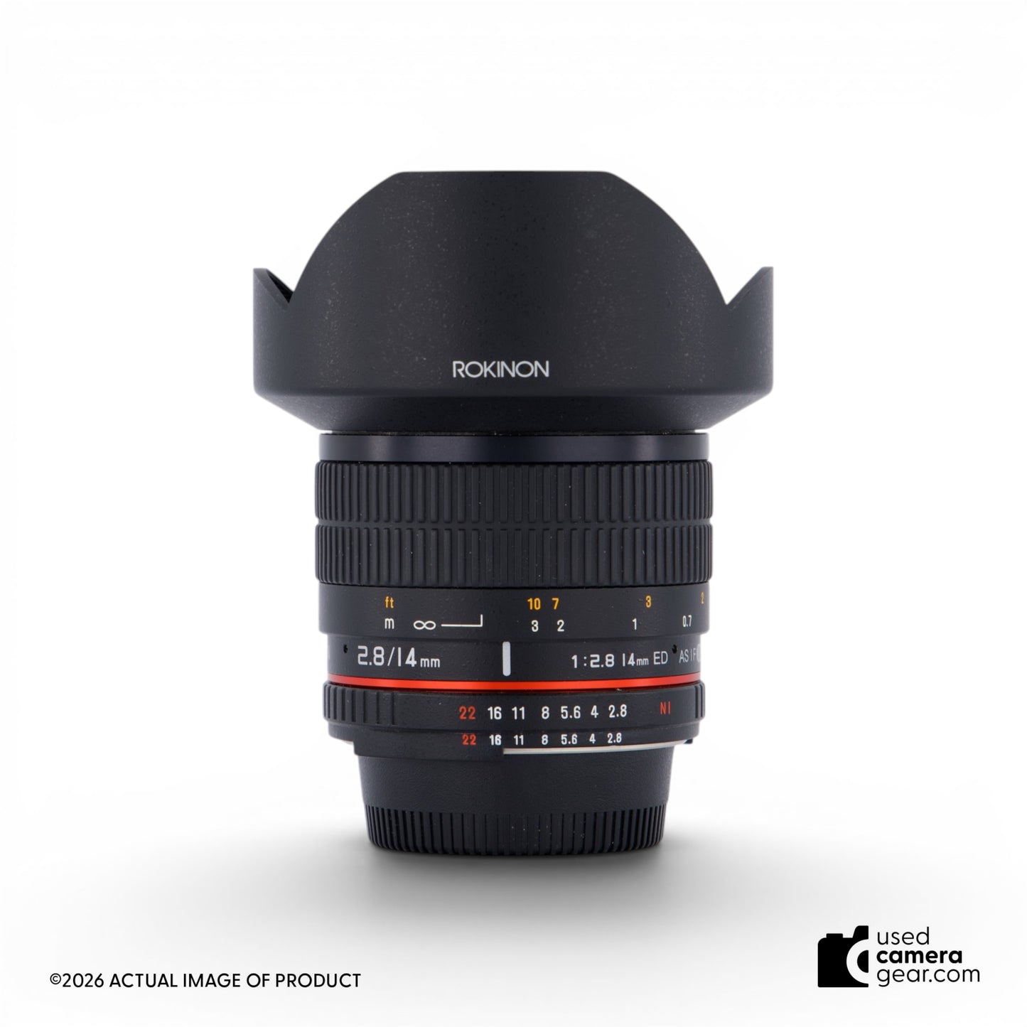 Rokinon 14mm Ultra Wide Angle f2.8 IF ED UMC Lens w/AE Chip for Nikon (#633) *USED*