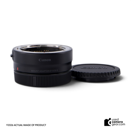usedcameragear Canon EF-EOS R mount adapter with lens caps for connecting EF lenses to EOS R mirrorless cameras